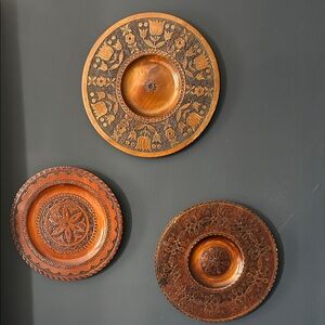 Handcrafted Vintage Wooden Wall Decor Plates